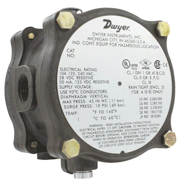 Dwyer 1950G-1-B-24 Series 1950G Explosion-proof Differential Pressure Switch